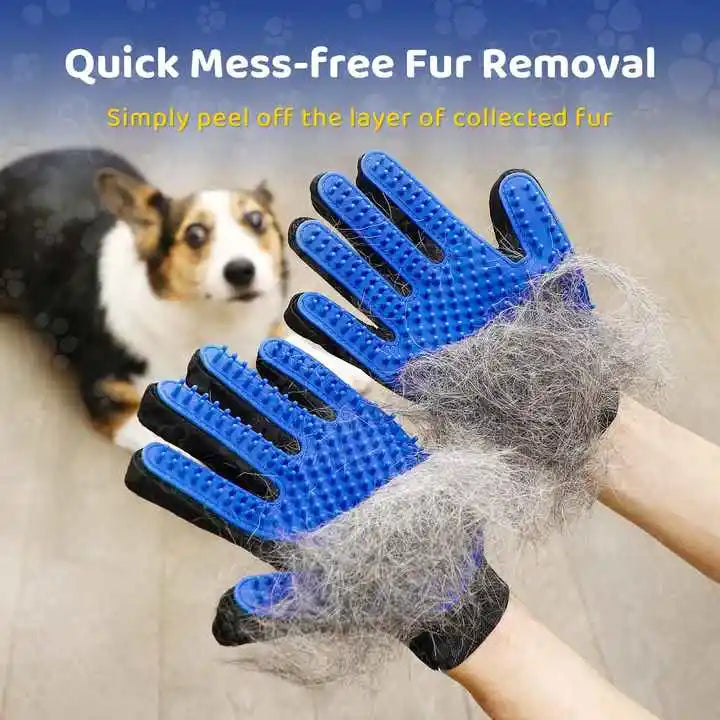 Furverzorgingshandschoen PawLiss TouchGlove | 5-Vinger-Massagehandschoen voor Honden & Katten | 23,2×17,2 cm | TPR & Mesh | Links of Rechts