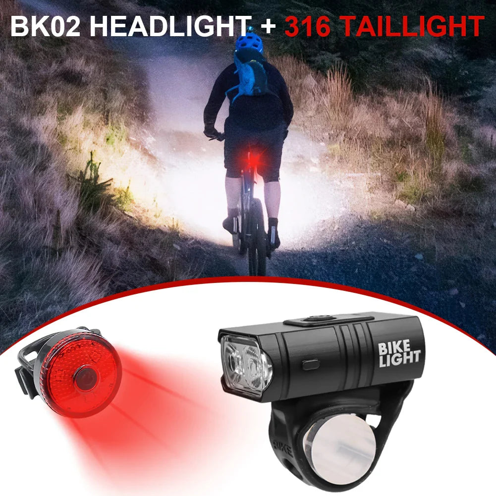 USB Oplaadbare LED Fietslicht Set – Waterdichte Fiets Koplamp en Achterlicht met Meerdere Modi voor Veiligheid en Zichtbaarheid