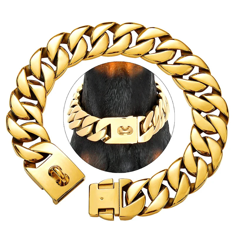 KrachtHals Metalen Hondenhalsband – Robuuste RVS Halsband voor Grote Honden