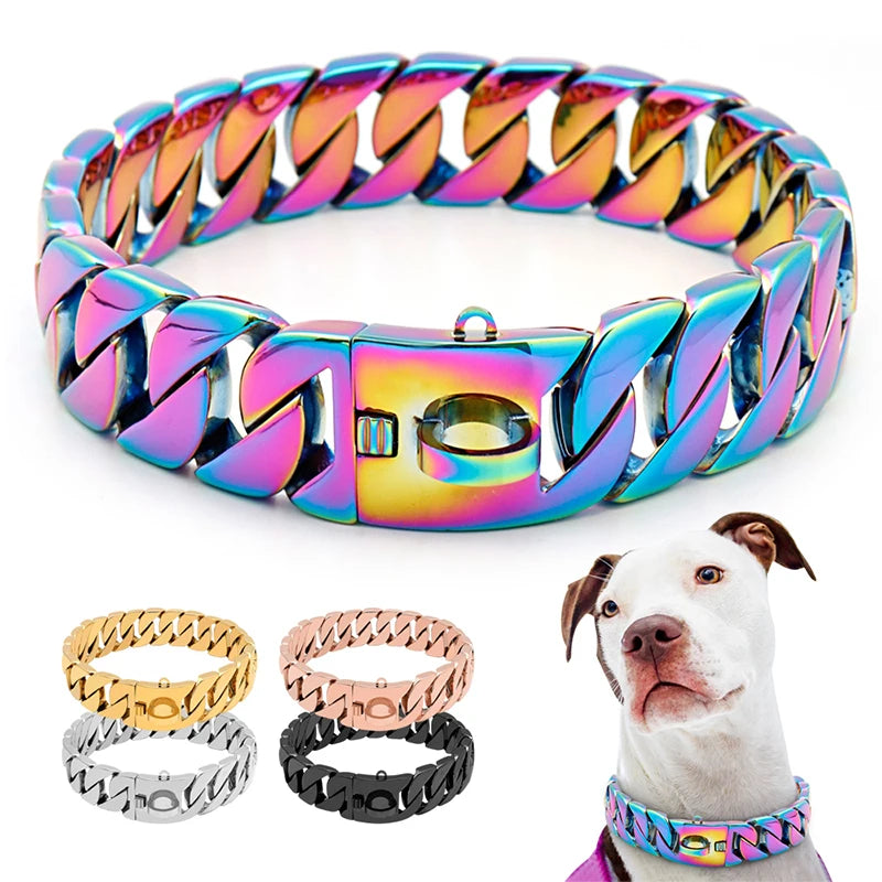 KrachtHals Metalen Hondenhalsband – Robuuste RVS Halsband voor Grote Honden