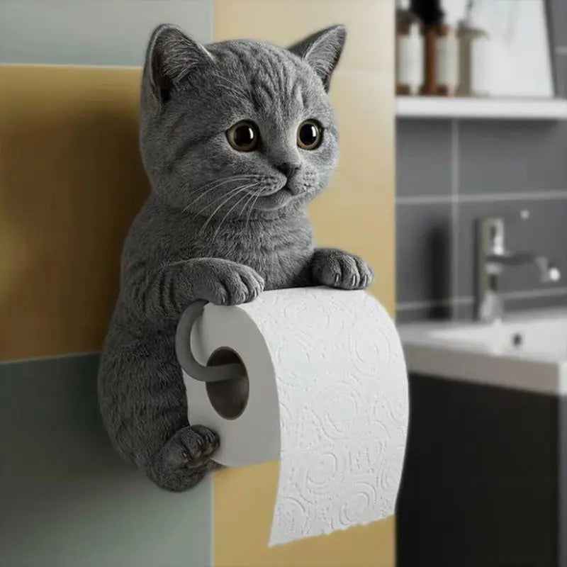 CatCharm Toiletpapierhouder – Speelse Wandhouder met Kattenkop van Hars