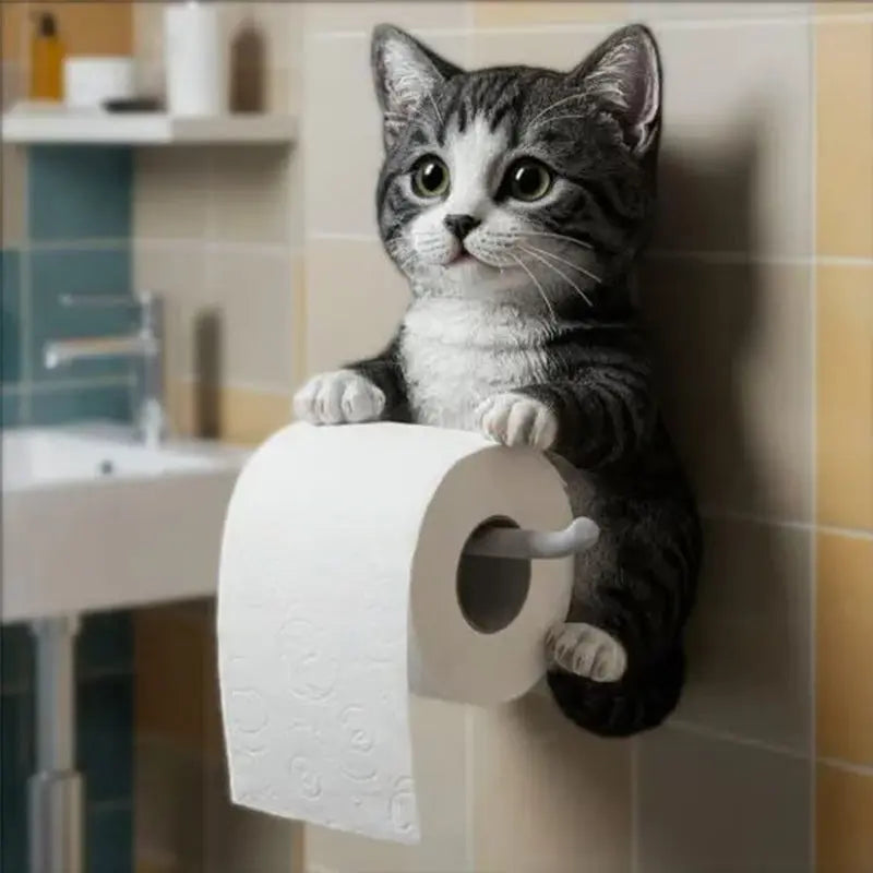 CatCharm Toiletpapierhouder – Speelse Wandhouder met Kattenkop van Hars