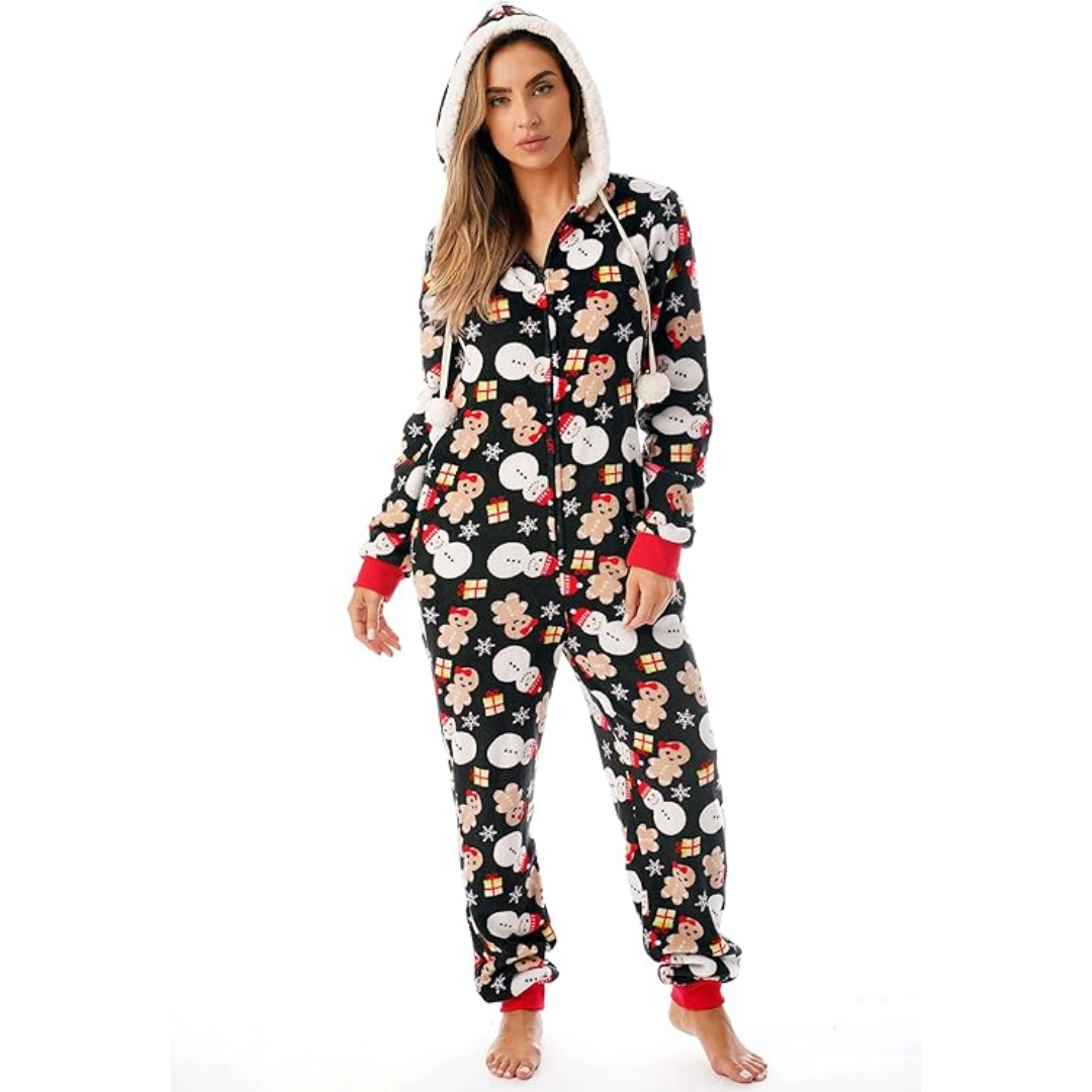 WinterKnuffel Kerst-Overall – Zachte Dames-Pyjama met Feestelijk Ontwerp