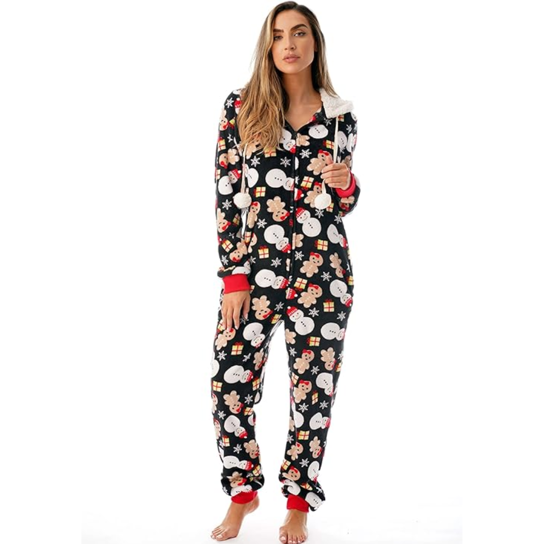WinterKnuffel Kerst-Overall – Zachte Dames-Pyjama met Feestelijk Ontwerp