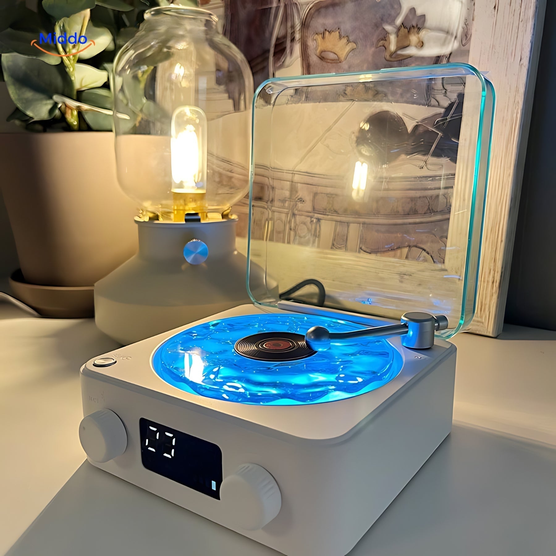 LumiSound Platenspeler Luidspreker | Magische Klank- en Lichtervaring voor uw Huis