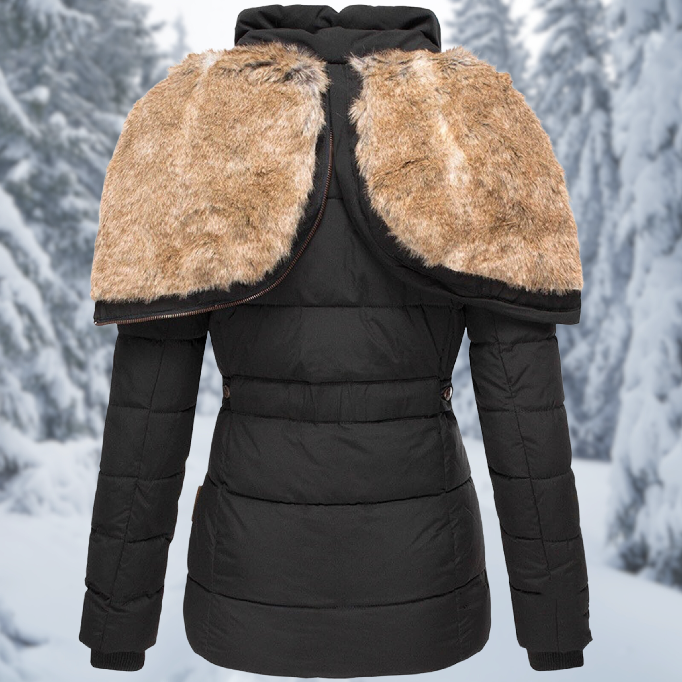 Warme Dames Winterjas Greta – Elegante Jas met Bontkraag en Comfortabele Voering