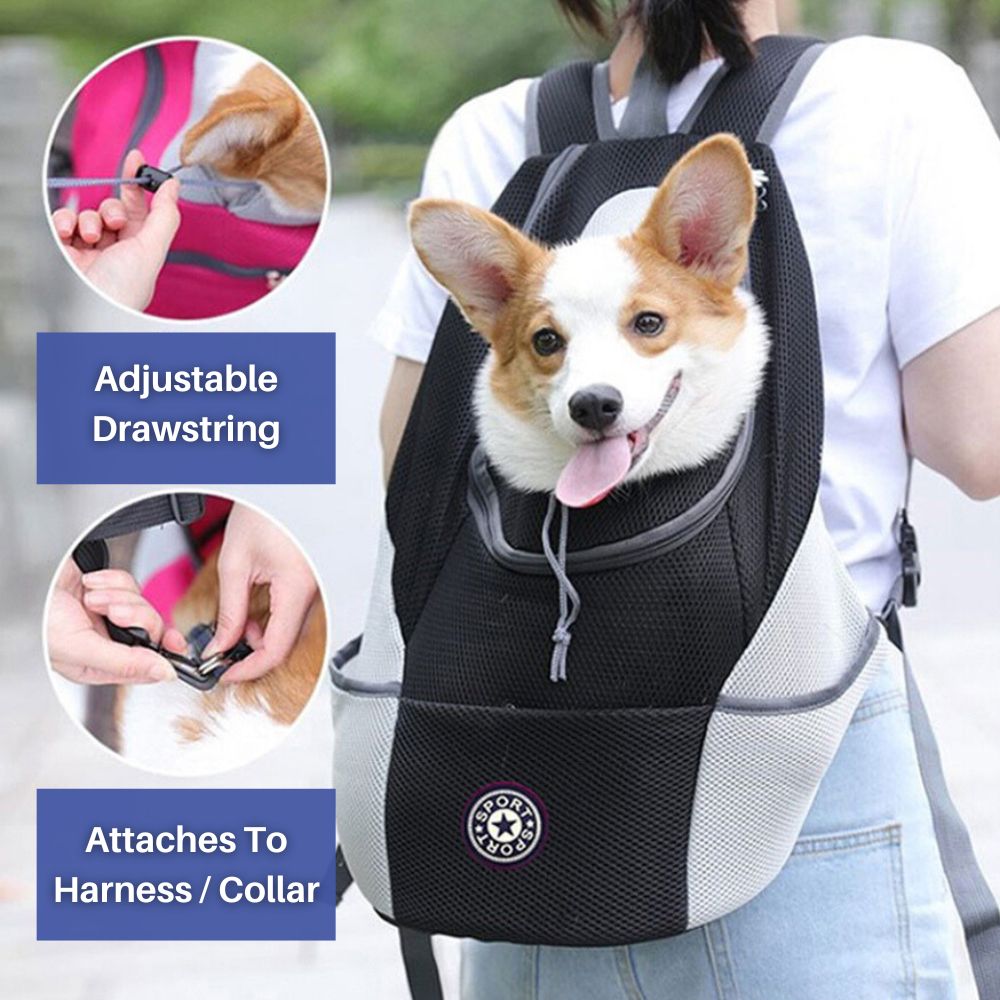 Premium Hondenrugzak Draagtas met Ademend Gaas en Handige Opbergruimte voor Buitenavonturen - Verstelbaar voor Honden tot 25 lbs
