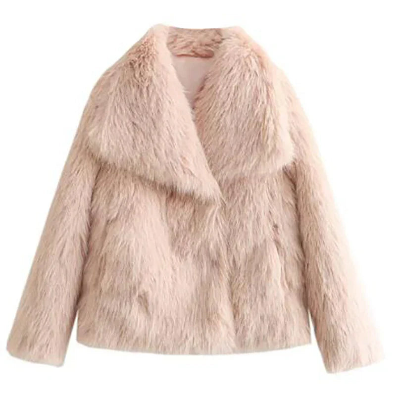 Fluffy Chic Damesjack – Korte Kunstbontjas voor Herfst en Winter
