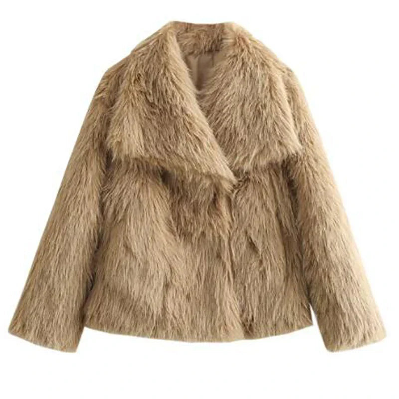 Fluffy Chic Damesjack – Korte Kunstbontjas voor Herfst en Winter