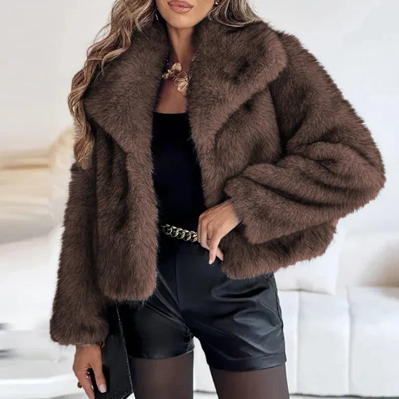 Fluffy Chic Damesjack – Korte Kunstbontjas voor Herfst en Winter