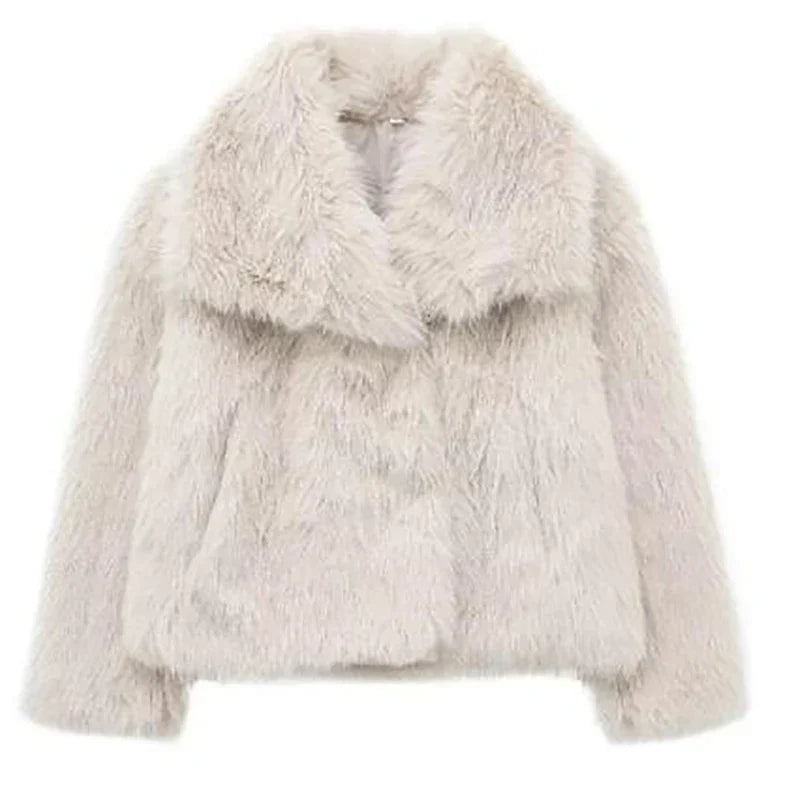 Fluffy Chic Damesjack – Korte Kunstbontjas voor Herfst en Winter