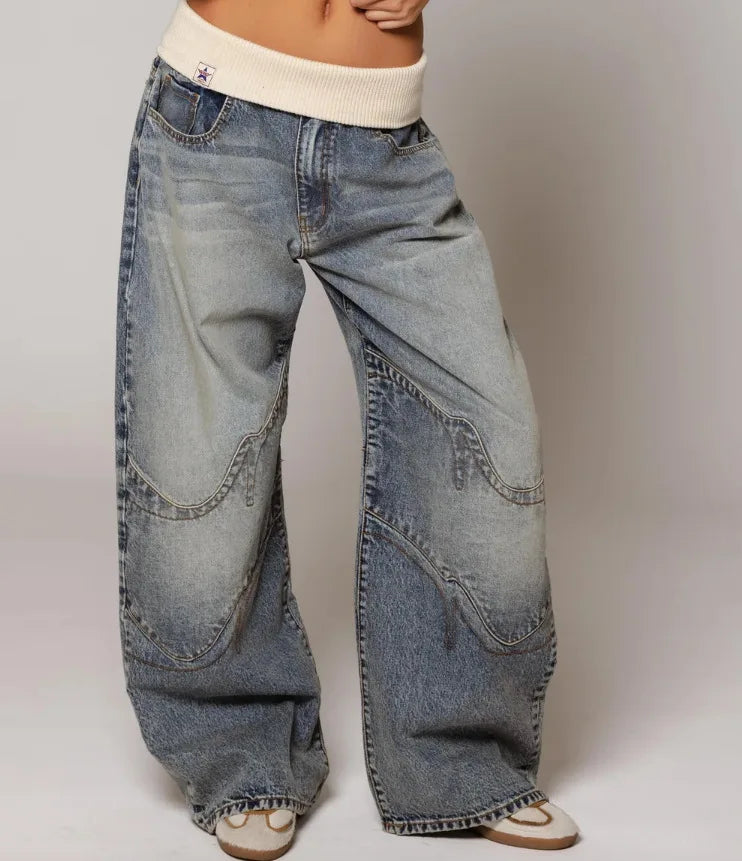 Vanessa Baggy Jeans Dames – Vintage wijde Denim-Broek