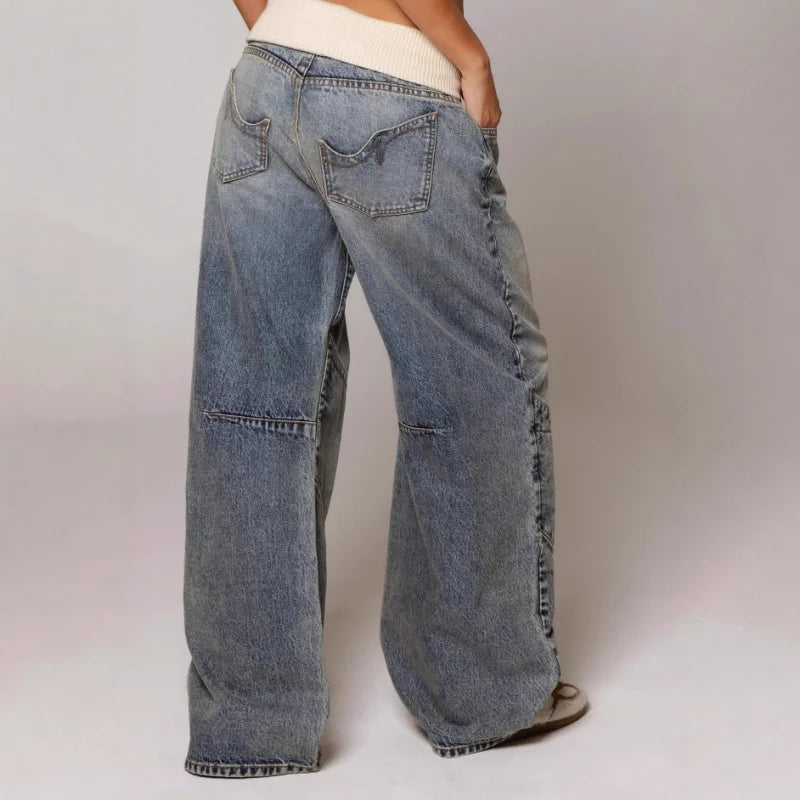 Vanessa Baggy Jeans Dames – Vintage wijde Denim-Broek