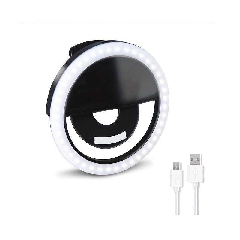 LED Selfie Ringlamp met Oplaadbare Batterij – Perfecte Cirkelverlichting voor Make-up en Fotografie, Compatibel met Telefoons en Computers