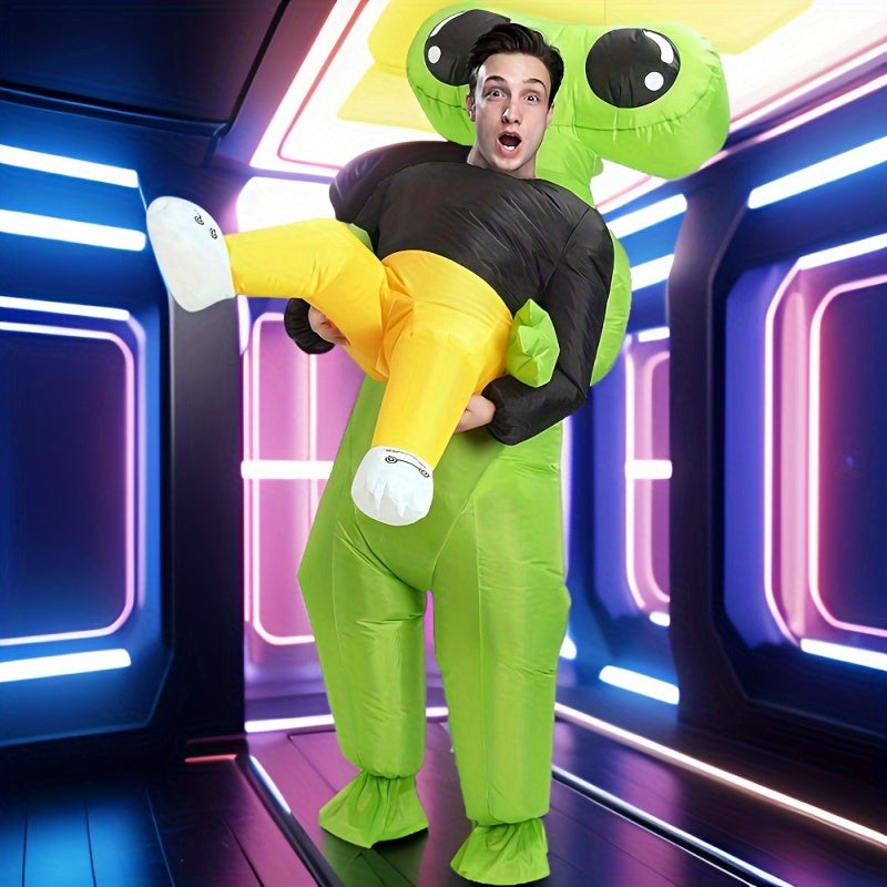 Grappige Opblaasbare Halloween Alien Kostuum voor Mannen | Ride On Stijl