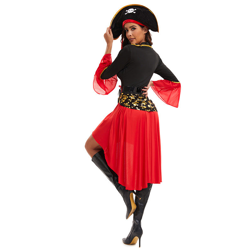 Vrouwen Piraten Halloween Kostuum Jurk | Lange Mouwen Asymmetrisch