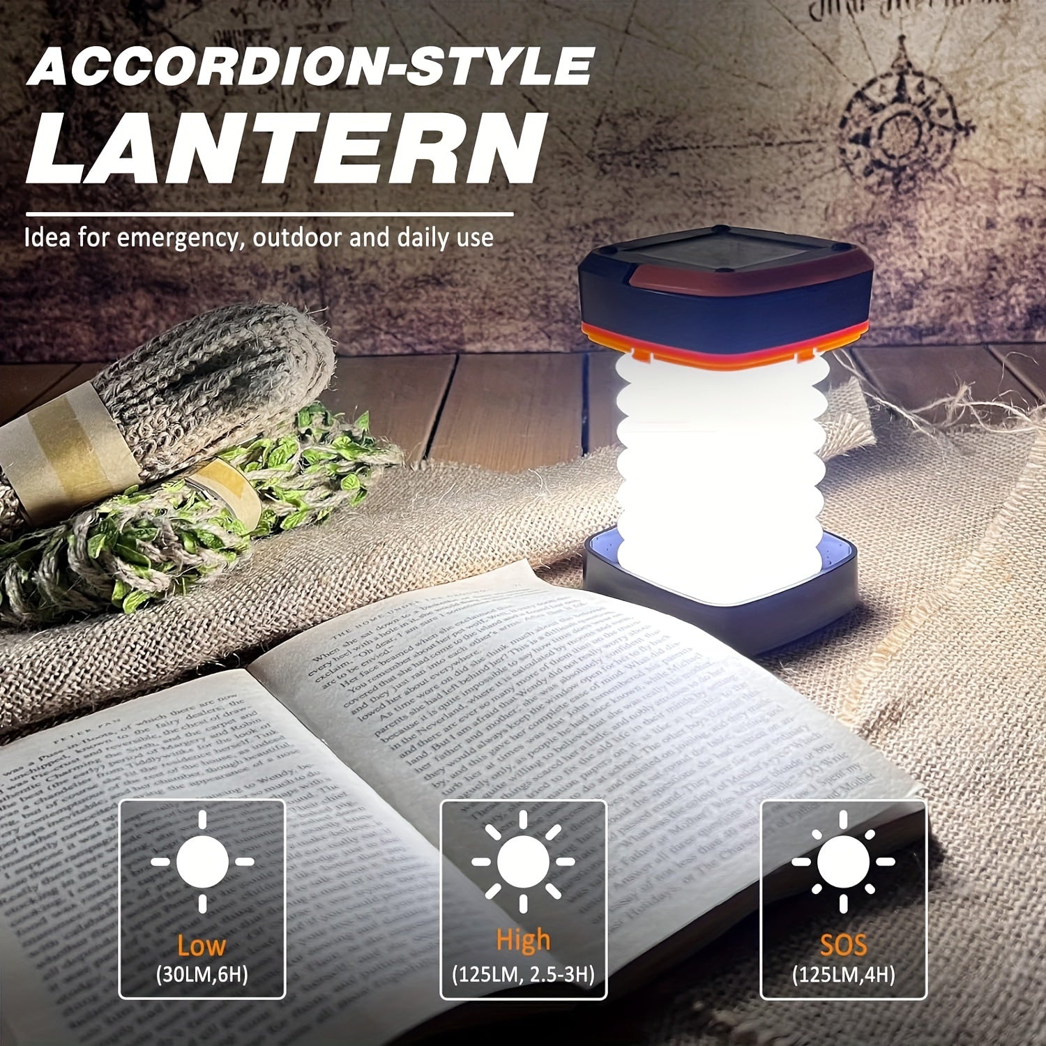 Oplaadbare LED Campinglamp - Compacte Vouwbare Lichtbron voor Buitenavonturen en Noodgevallen