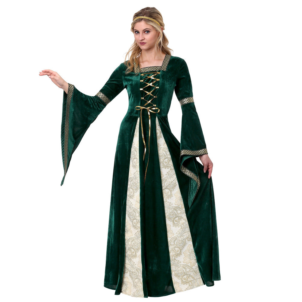 Dames Middeleeuwse Halloween Kostuum Jurk | Lange Mouwen Maxi