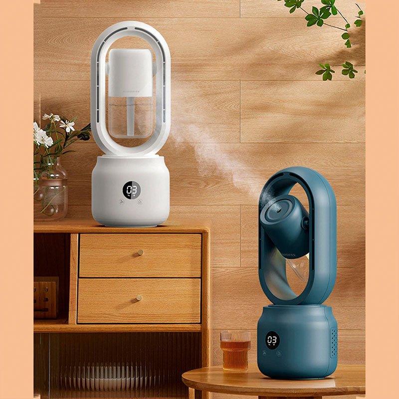 AeroBreeze Halo Ventilator | Bladeloze ventilator met luchtbevochtiger en nachtlampje