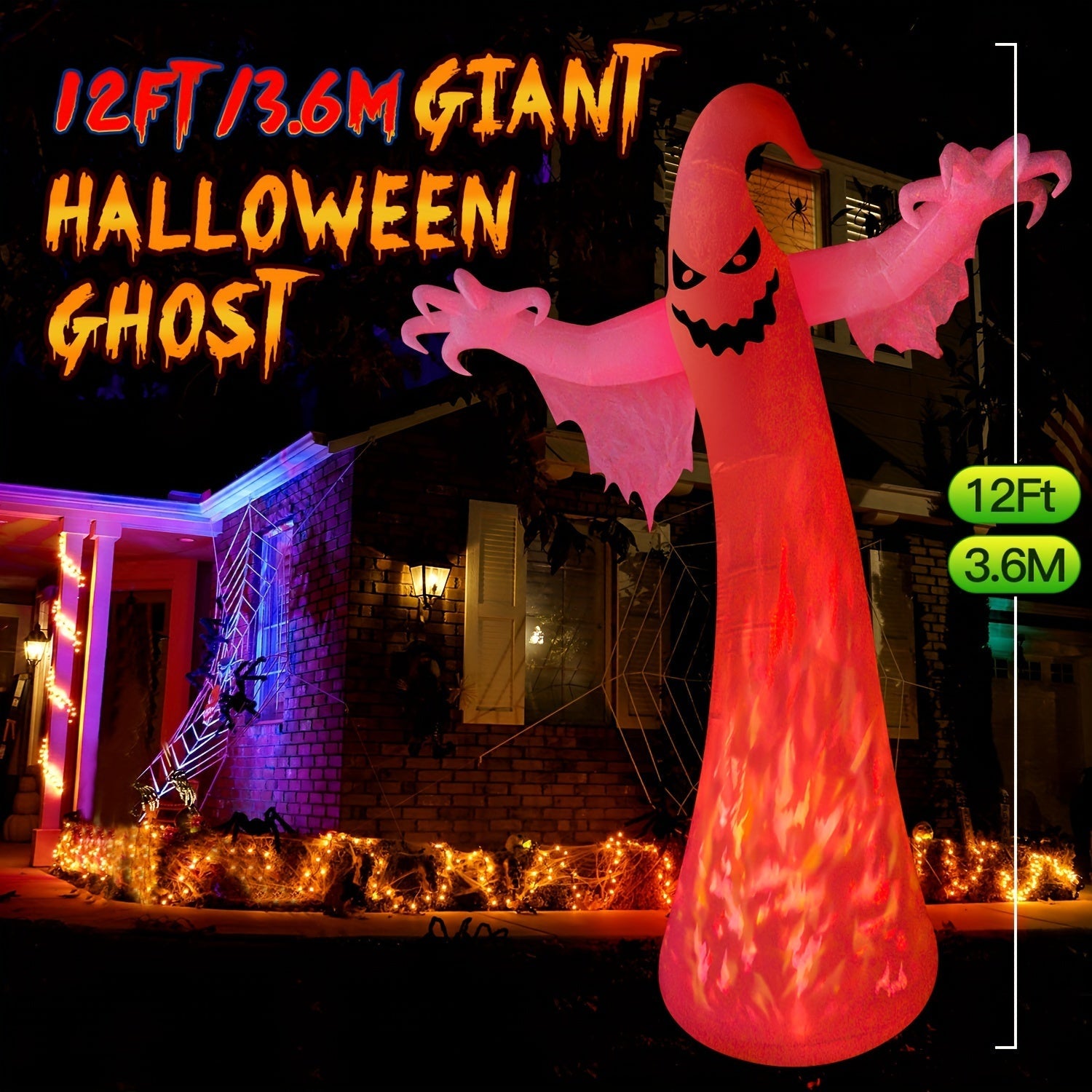 Halloween Reusbare Glanzende Geest Inflatables | Spookachtige LED Tuindecoratie