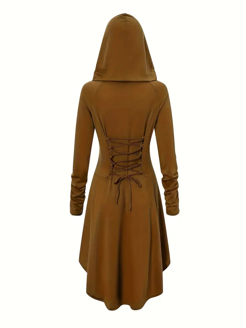 Vrouwen Vintage Korset Lange Mouw Halloween Kostuum Jurk | Midi