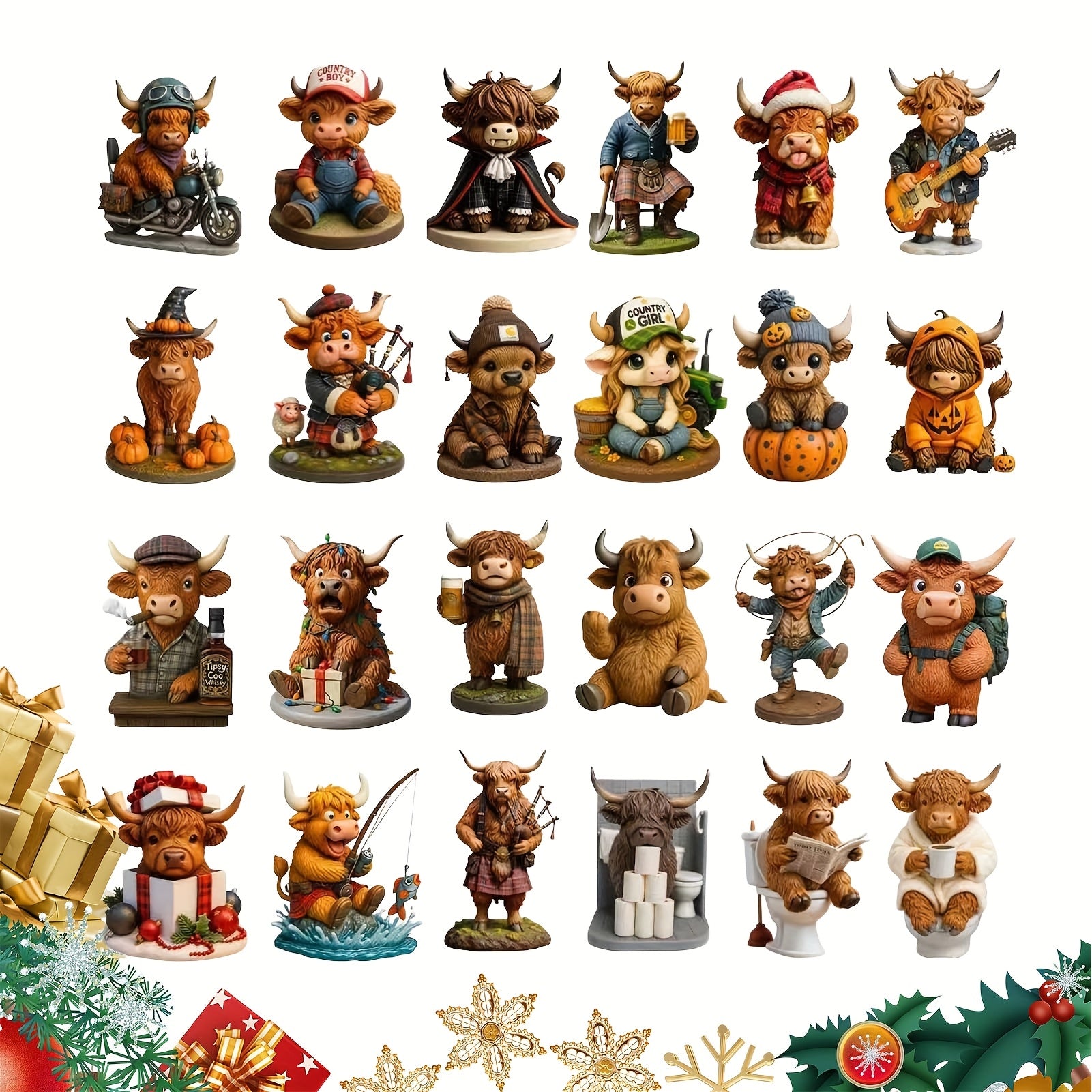 HighlandJoy | 3D Highland Cow Adventkalender 2025 Unieke Kerstervaring 24 Figuren