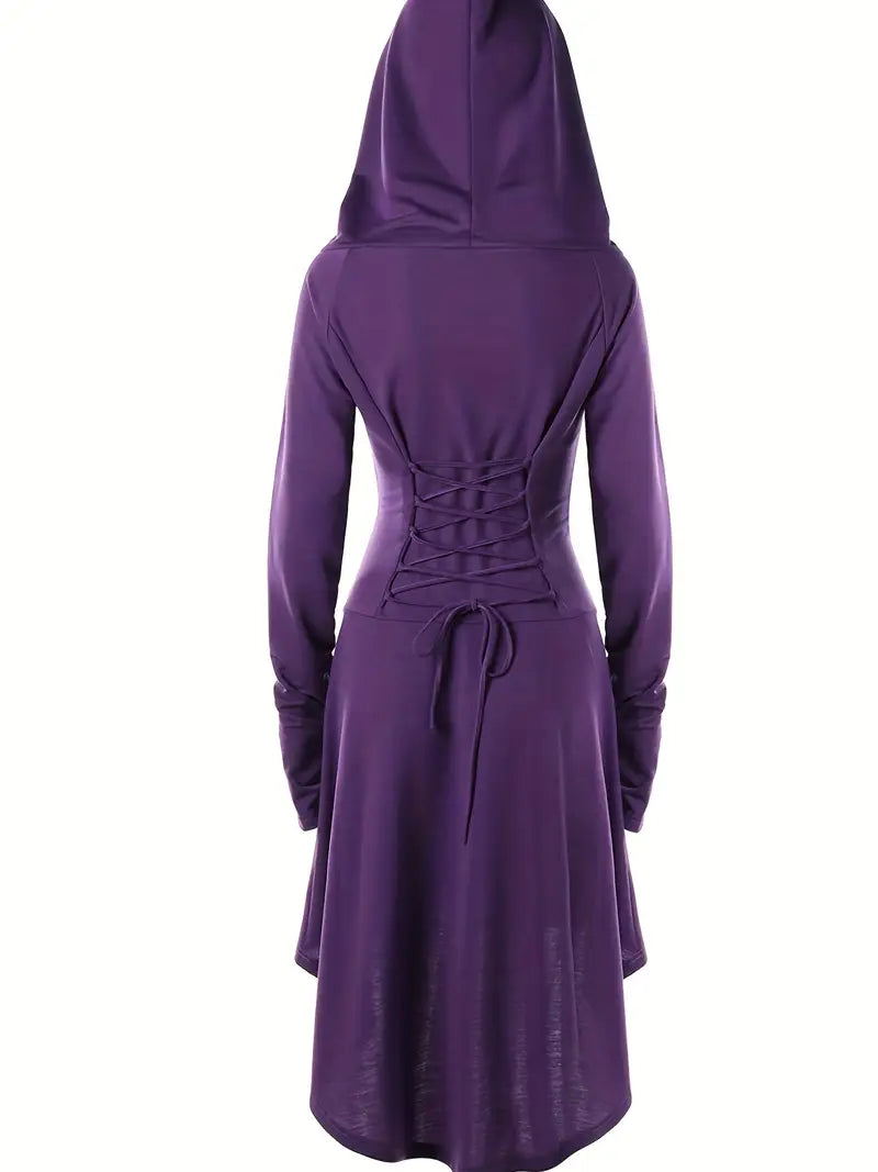 Vrouwen Vintage Korset Lange Mouw Halloween Kostuum Jurk | Midi