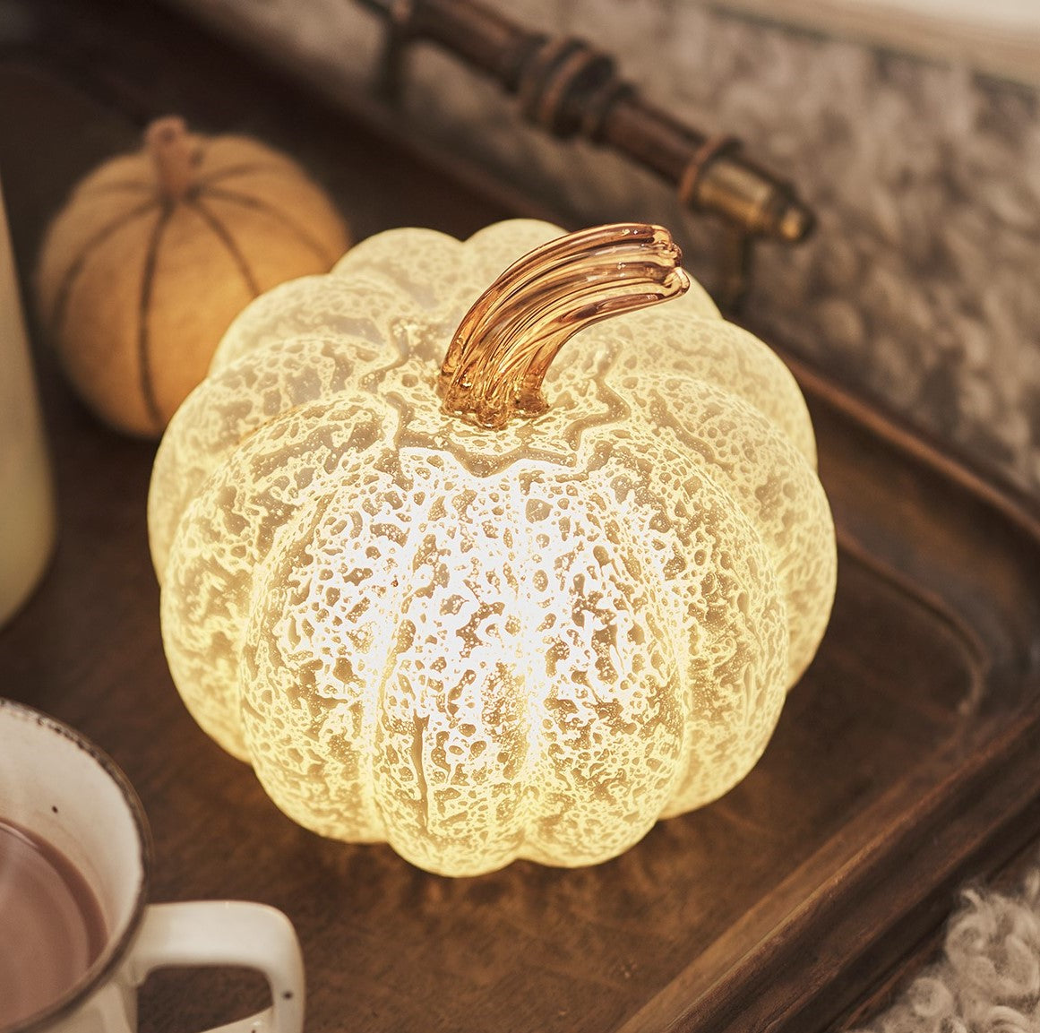 Halloween Decoraties Glas LED Pompoenlicht