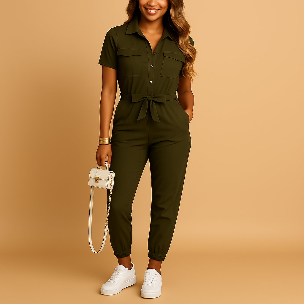 Elvira Elegante Dames Jumpsuit – Stijlvolle Eendelige Outfit met Knopsluiting