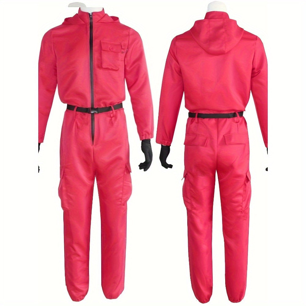 Unisex Langsleeve Halloween Kostuum Jumpsuit | Kap met Rits Voorkant