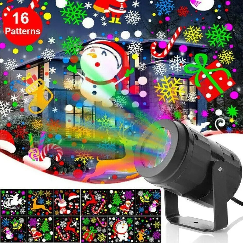 LED Kerstprojector Sneeuwvlokken Lichtshow – Waterdichte Buitenlamp met 16 Patronen