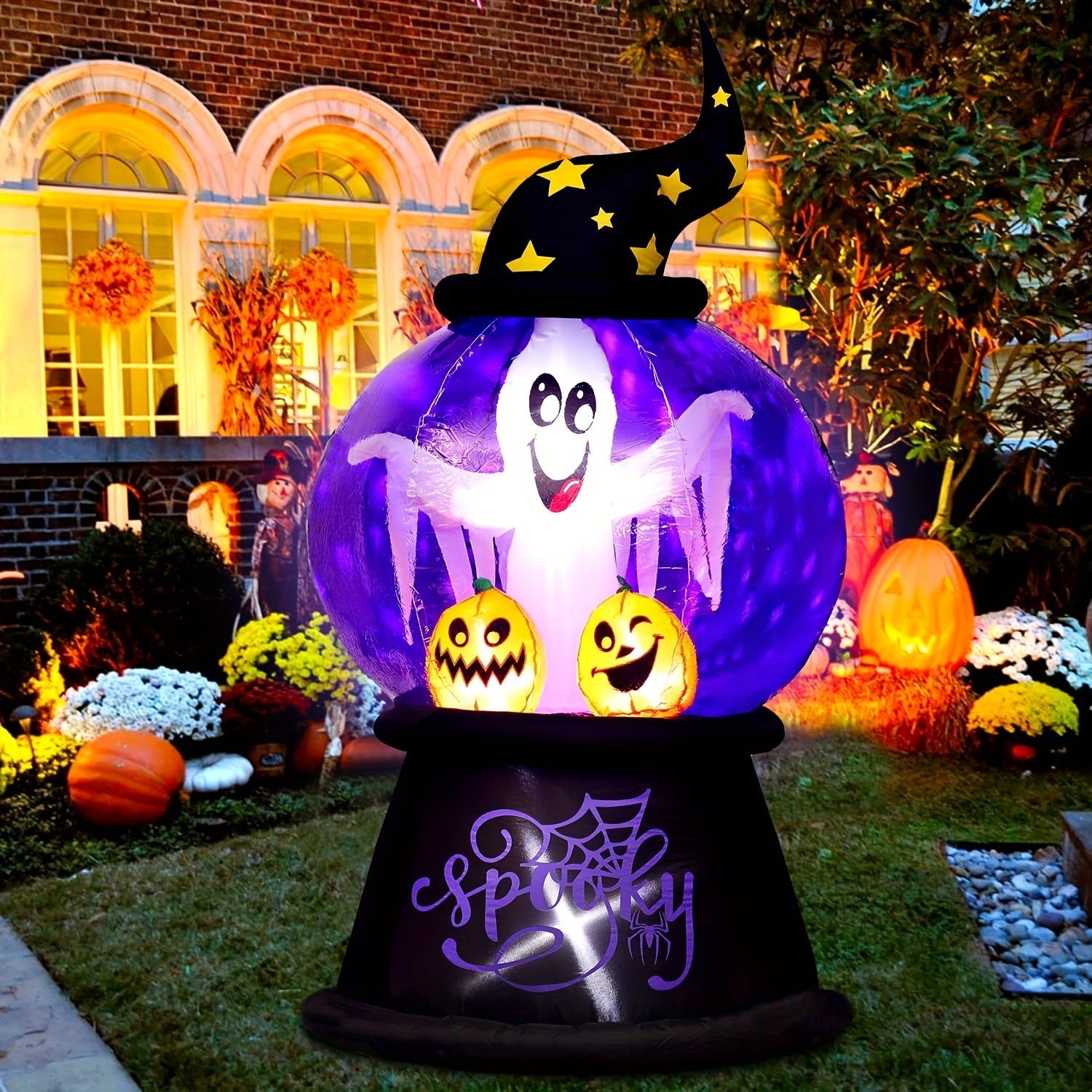 Halloween Opblaasbare Globe Decoratie met Verlichte Geest | Spooky Ghost LED Display
