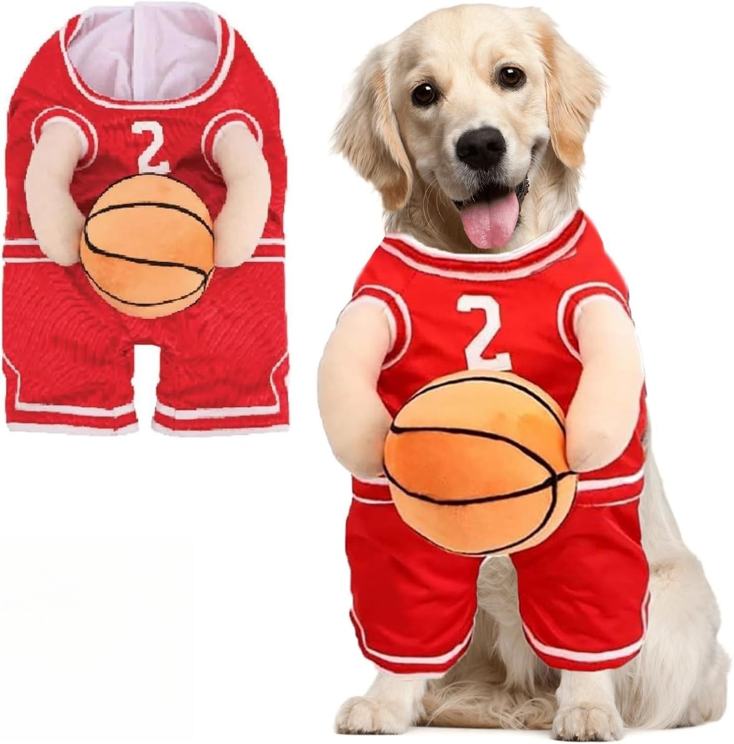 PawChic Luxe Honden Basketbal Ensemble | Stijlvolle outfit met bijpassende bal voor actieve pups