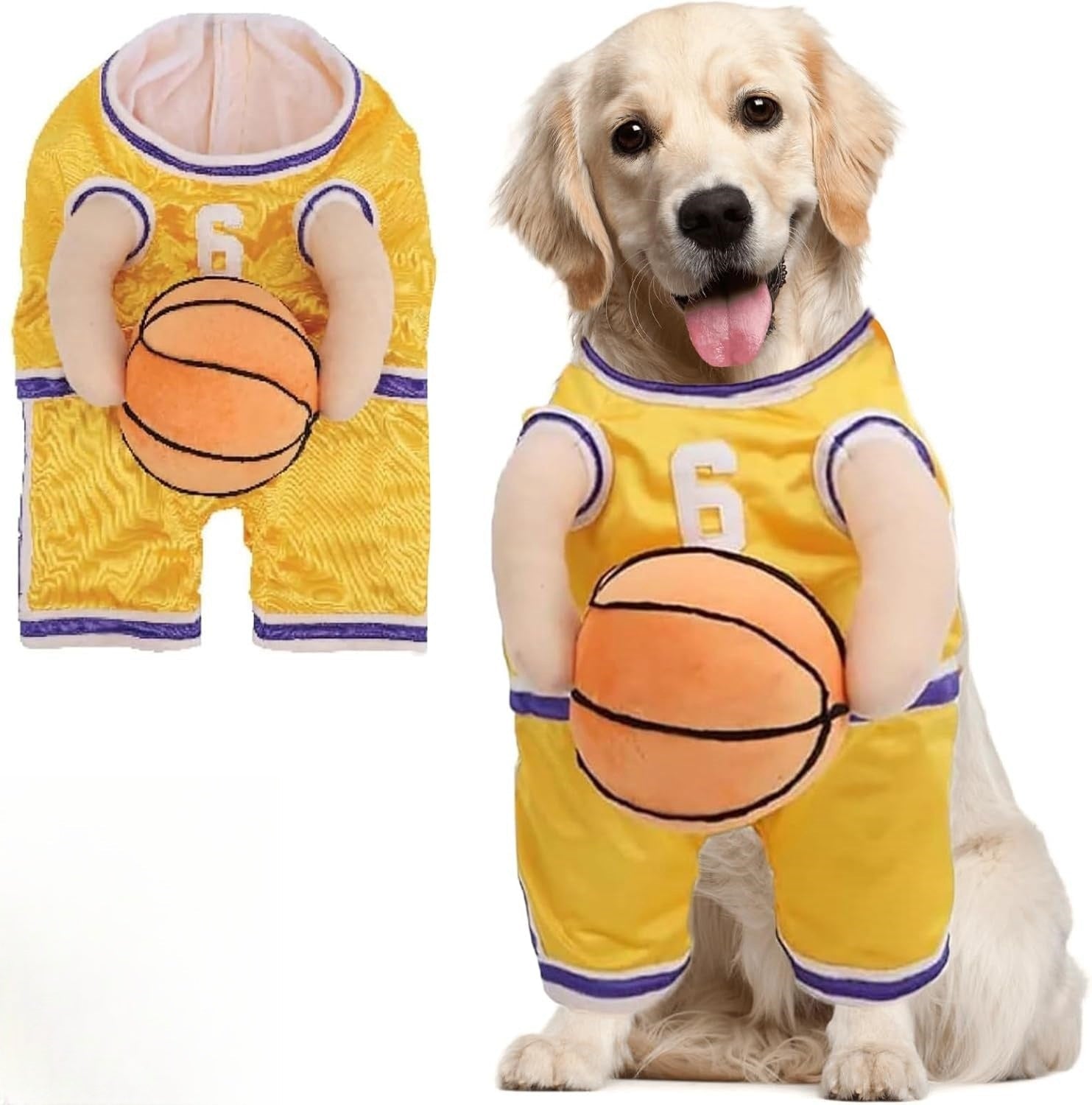 PawChic Luxe Honden Basketbal Ensemble | Stijlvolle outfit met bijpassende bal voor actieve pups