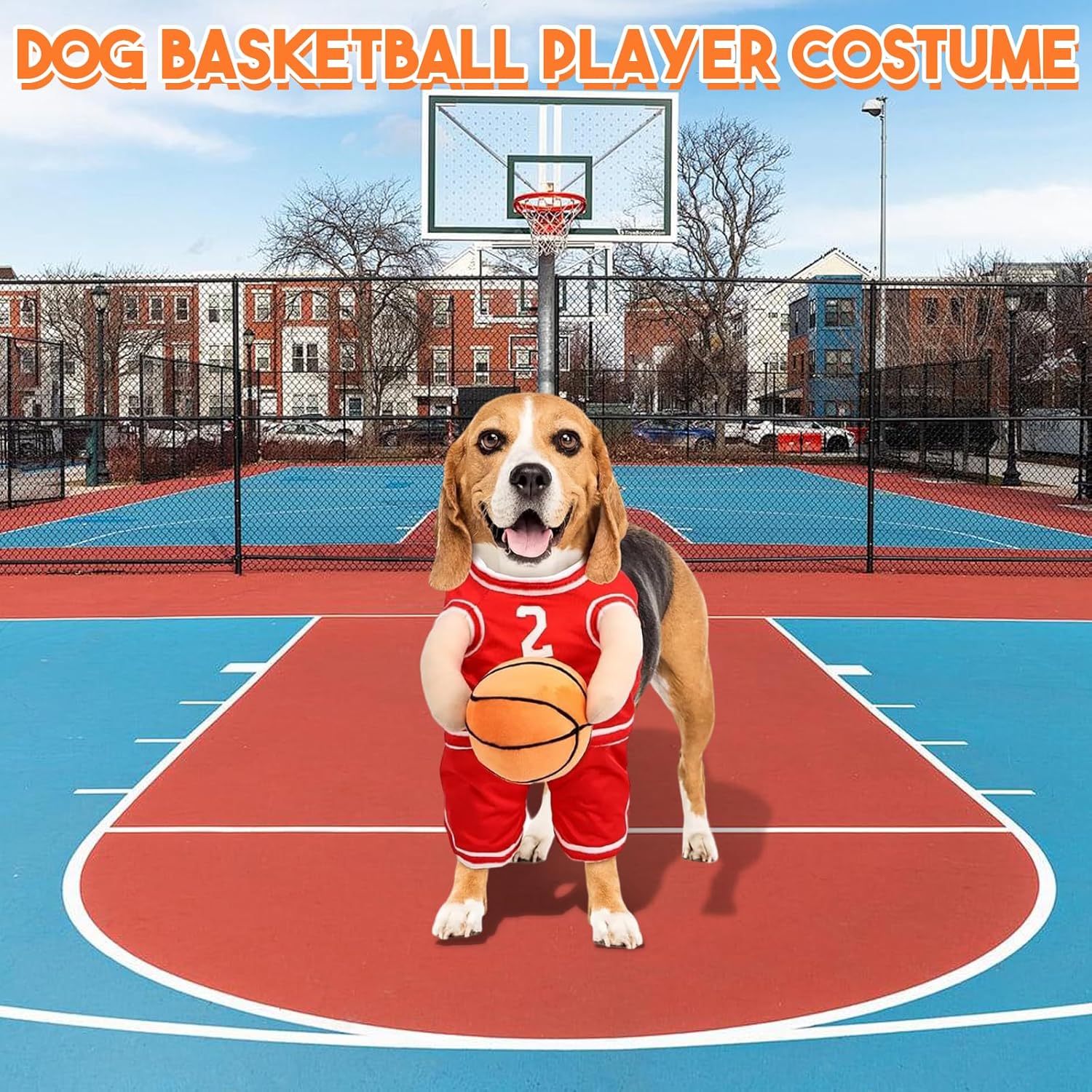 PawChic Luxe Honden Basketbal Ensemble | Stijlvolle outfit met bijpassende bal voor actieve pups