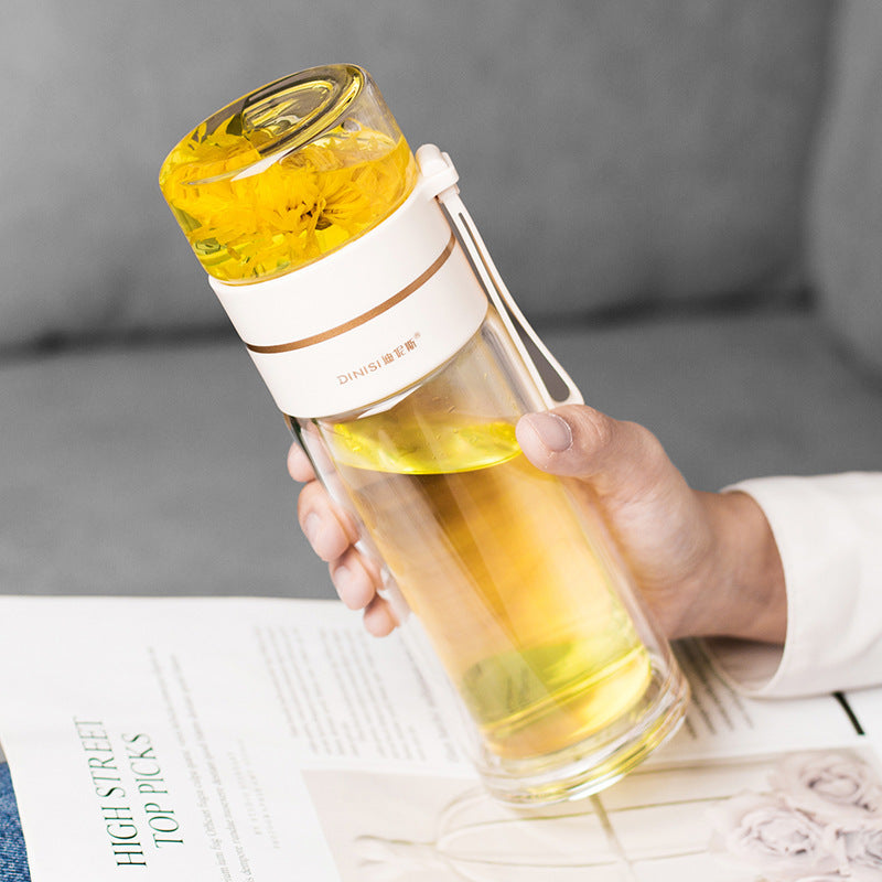 Dubbelwandige Glas-Waterfles met Theefilter - PureBrew