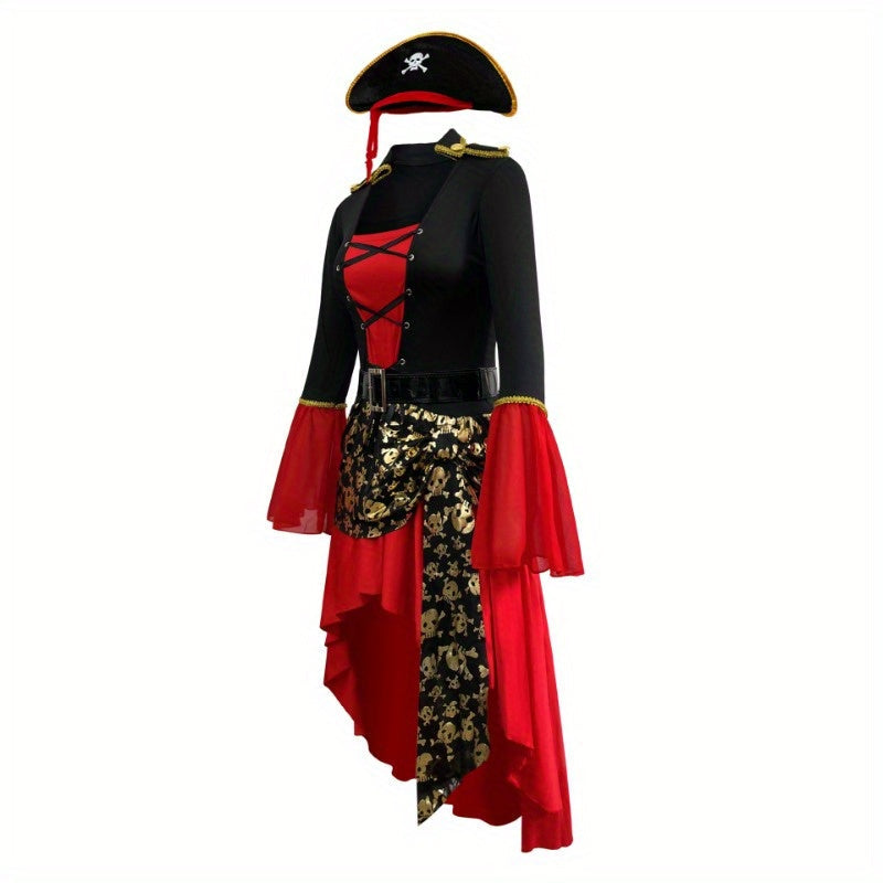 Vrouwen Piraten Halloween Kostuum Jurk | Lange Mouwen Asymmetrisch