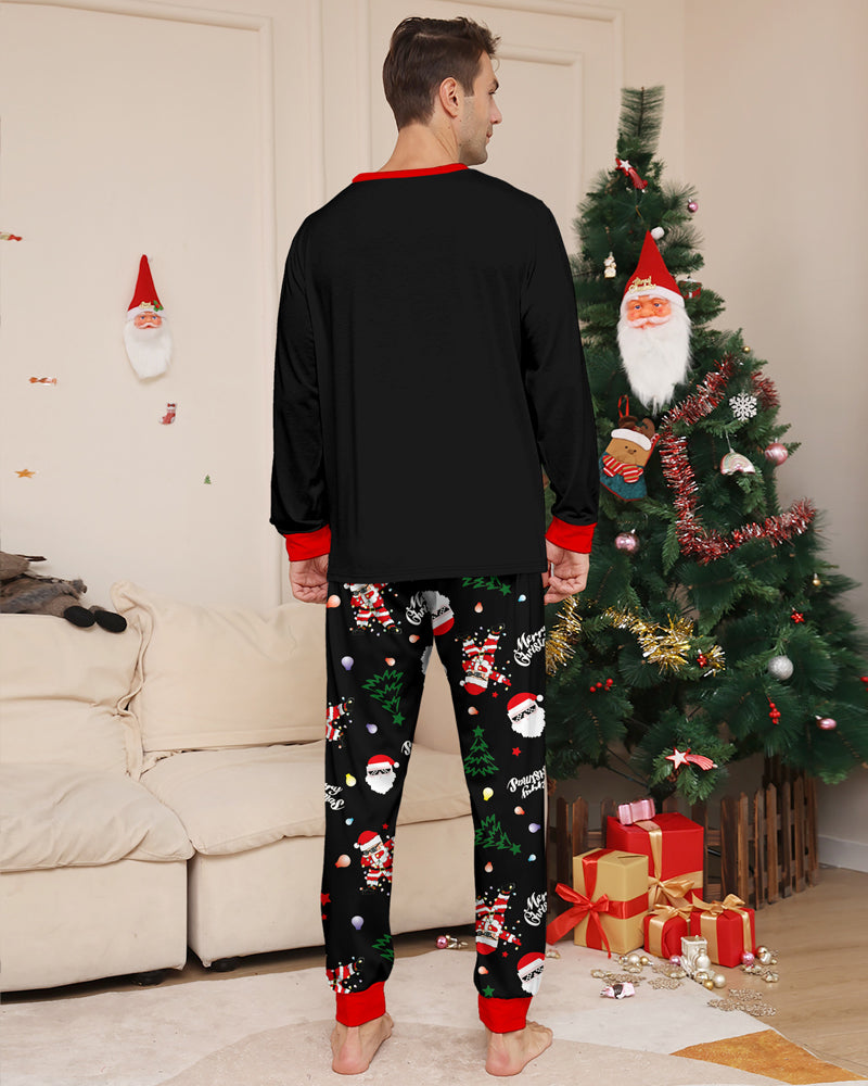 ClausJams | Ouder-Kind Pyjama Set met Santa Claus Lampje Print