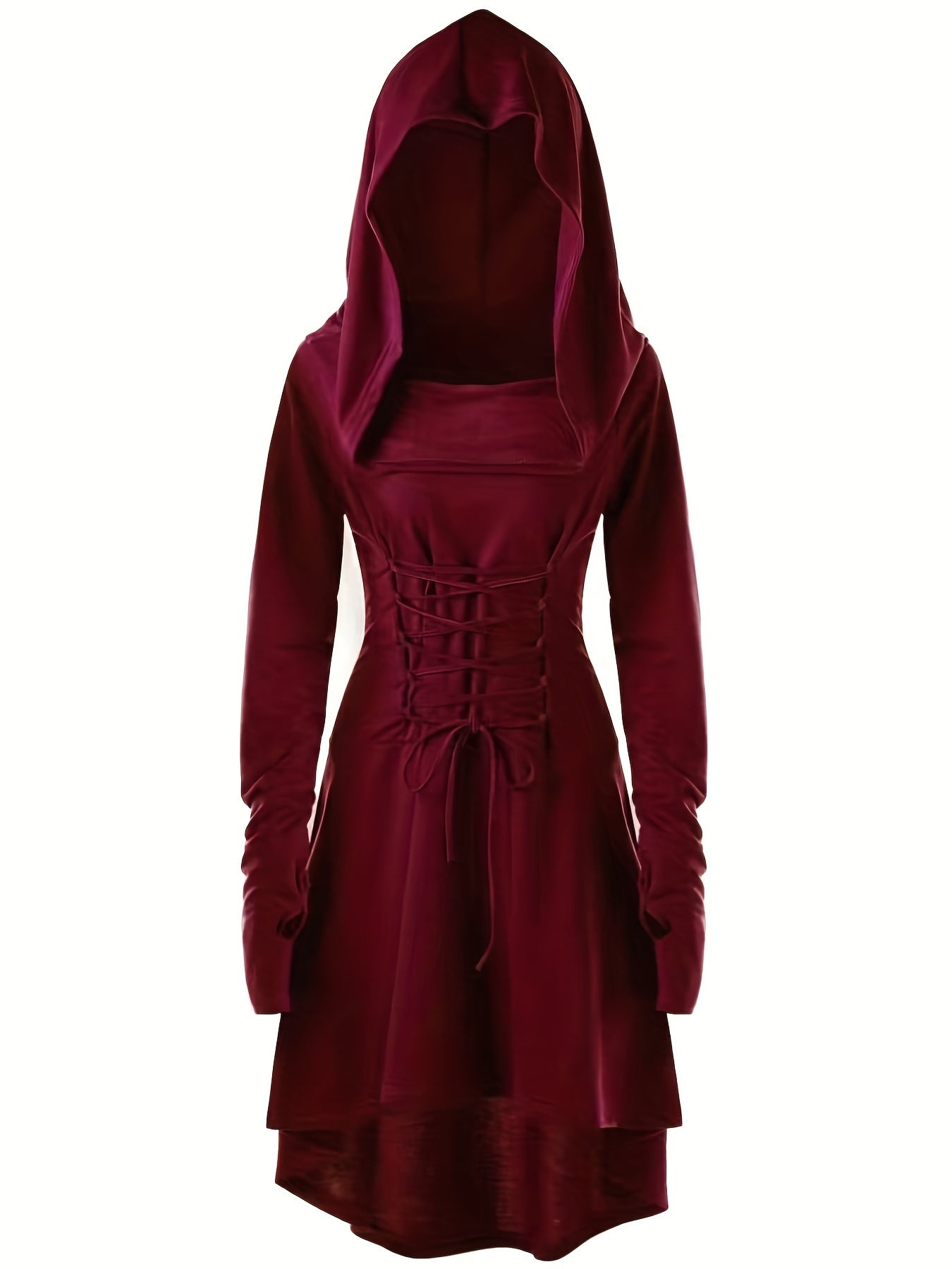 Dames Gothic Lace Up Halloween Film Kostuum Jurk | Hoodie Lange Mouwen