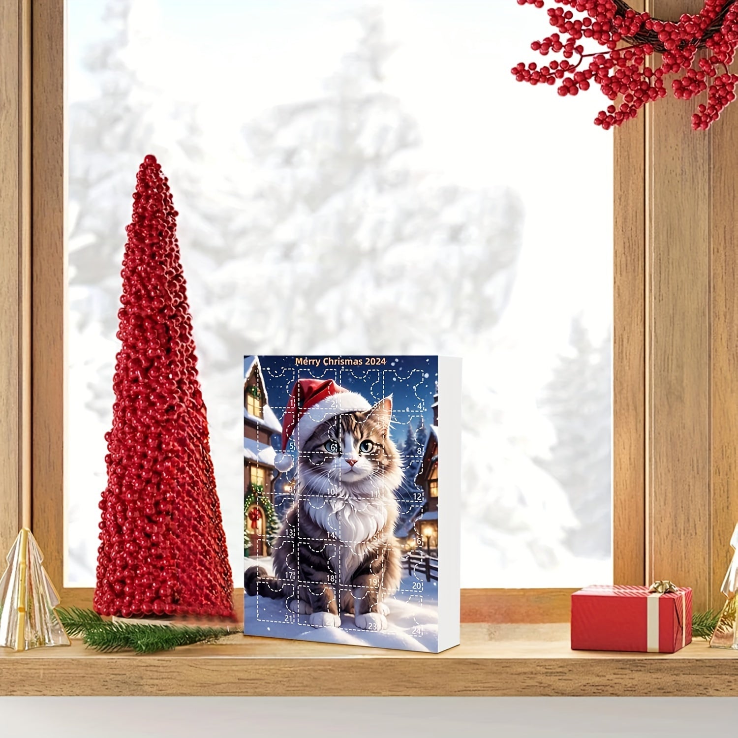 Vintage Katten Adventskalender – 24-delige Kerstkalender met Acrylhangertjes