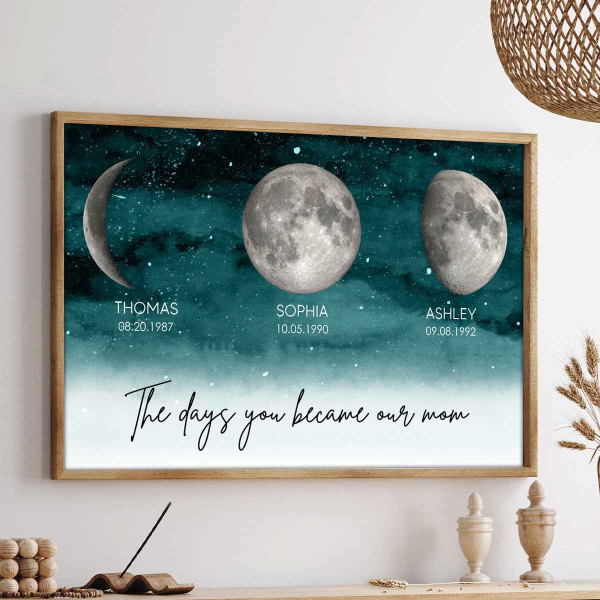 LuxeCelestial Maanfase Poster | Een hartverwarmend aandenken voor elke speciale dag van mama