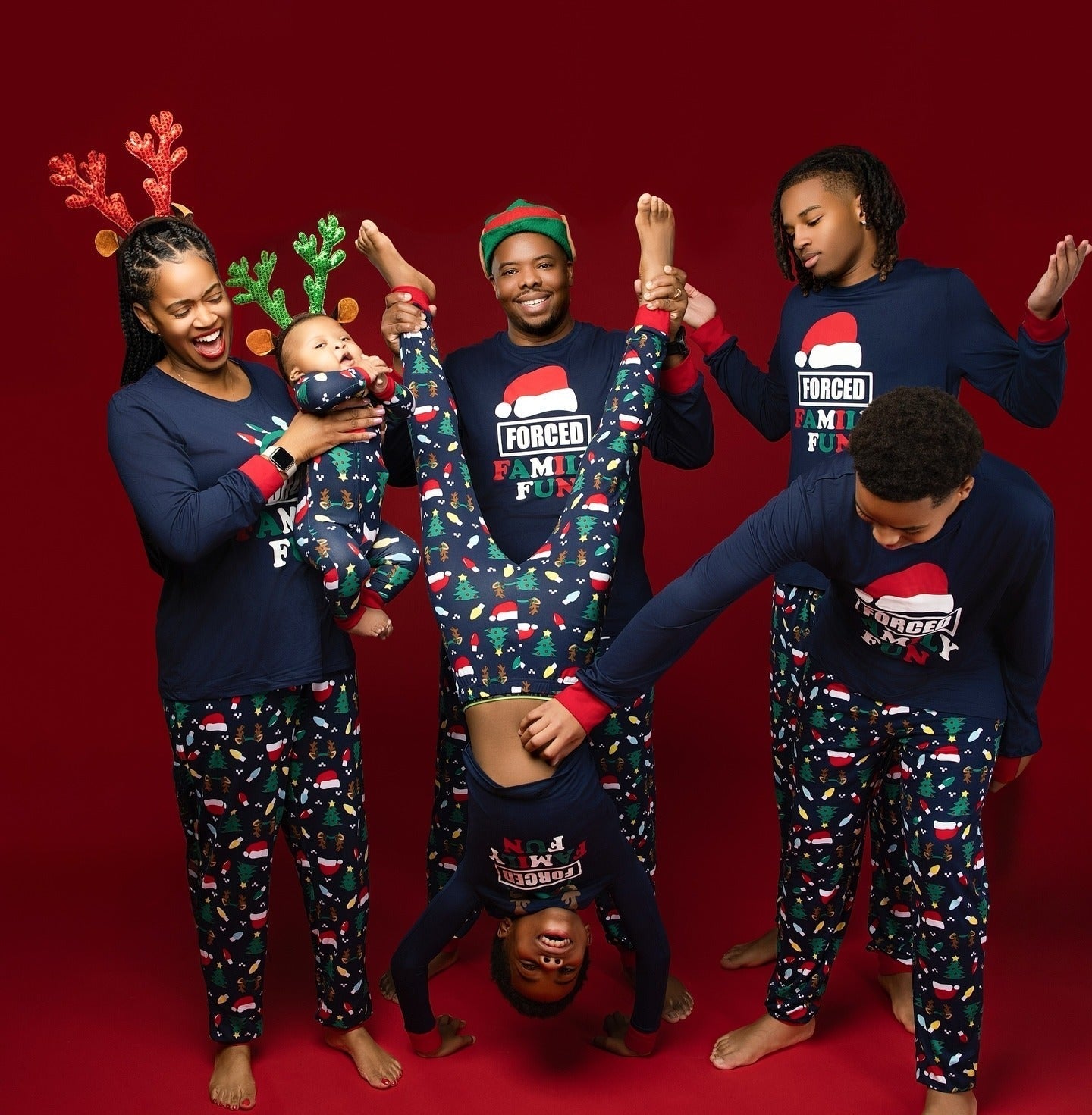 Klassieke Kerstmuts Print Bijpassende Familie Kerst Pyjama's