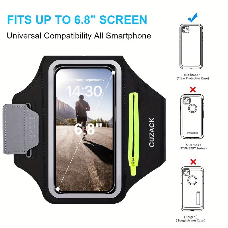 Verstelbare Hardloop Telefoonhouder met Oordopjes Compartment – Geschikt voor Armomvang van 26-42 cm, Compatibel met iPhone en Galaxy