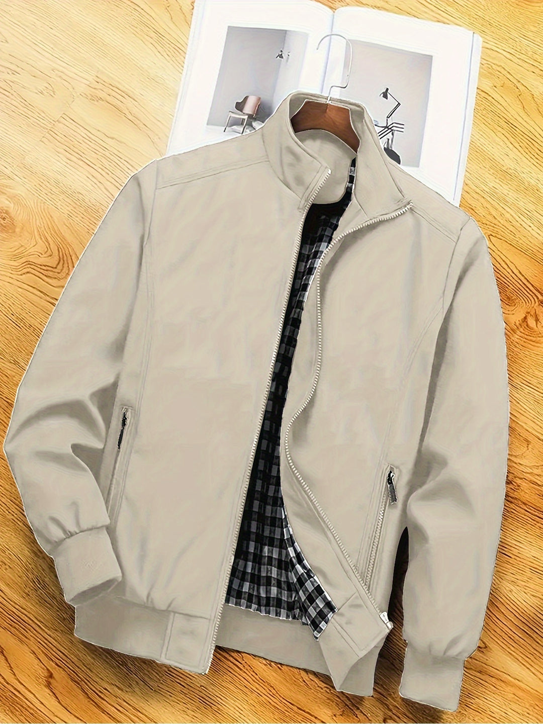 Heren Polyester Jas | Staande Kraag & Ritssluiting | Casual & Werk | Lente & Herfst