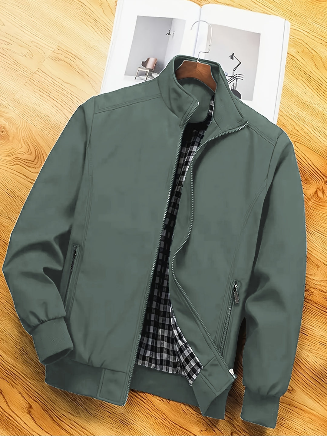 Heren Polyester Jas | Staande Kraag & Ritssluiting | Casual & Werk | Lente & Herfst