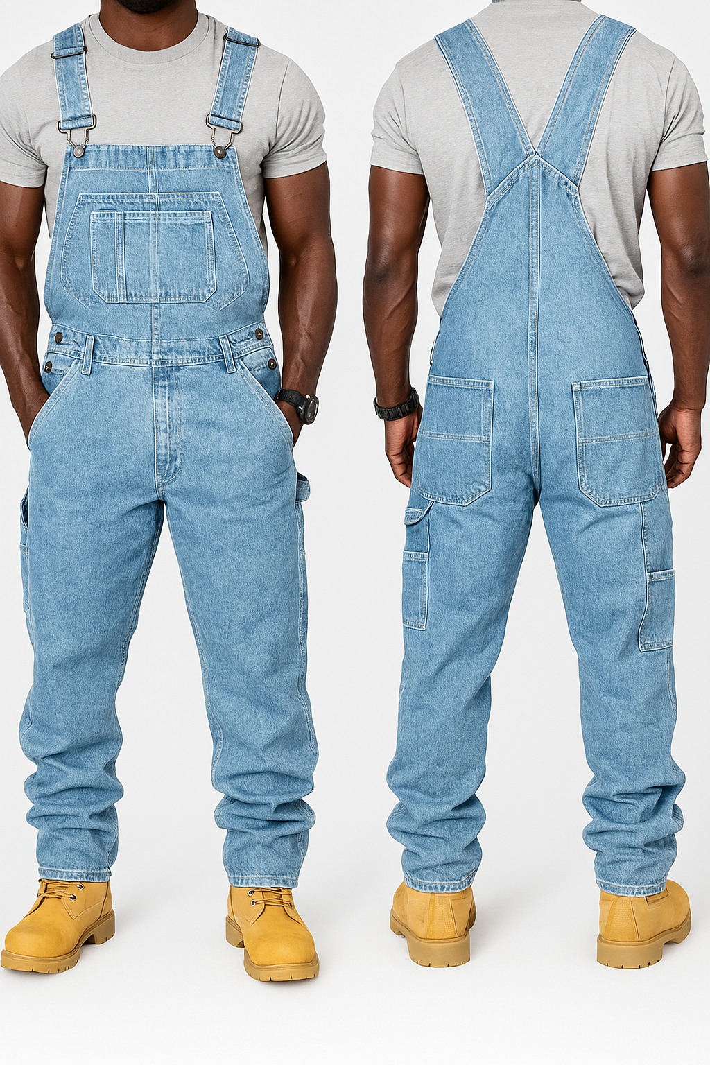 UrbanDenim Heren Splice Denim Overall – Comfortabele Slim Fit Jeans Overall