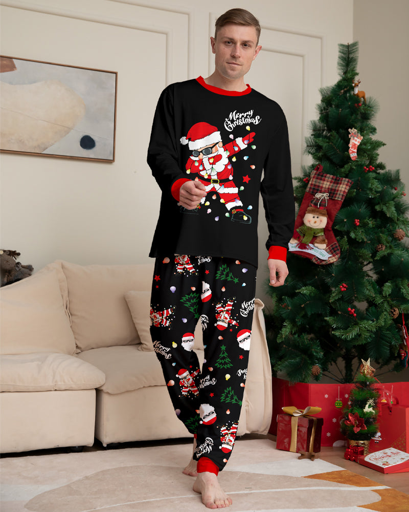 ClausJams | Ouder-Kind Pyjama Set met Santa Claus Lampje Print