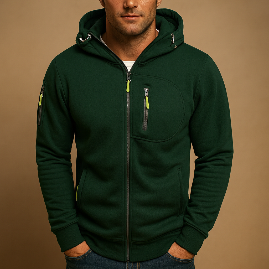 Heren Hoodie met Rits en Capuchon – Comfortabel Bram Design