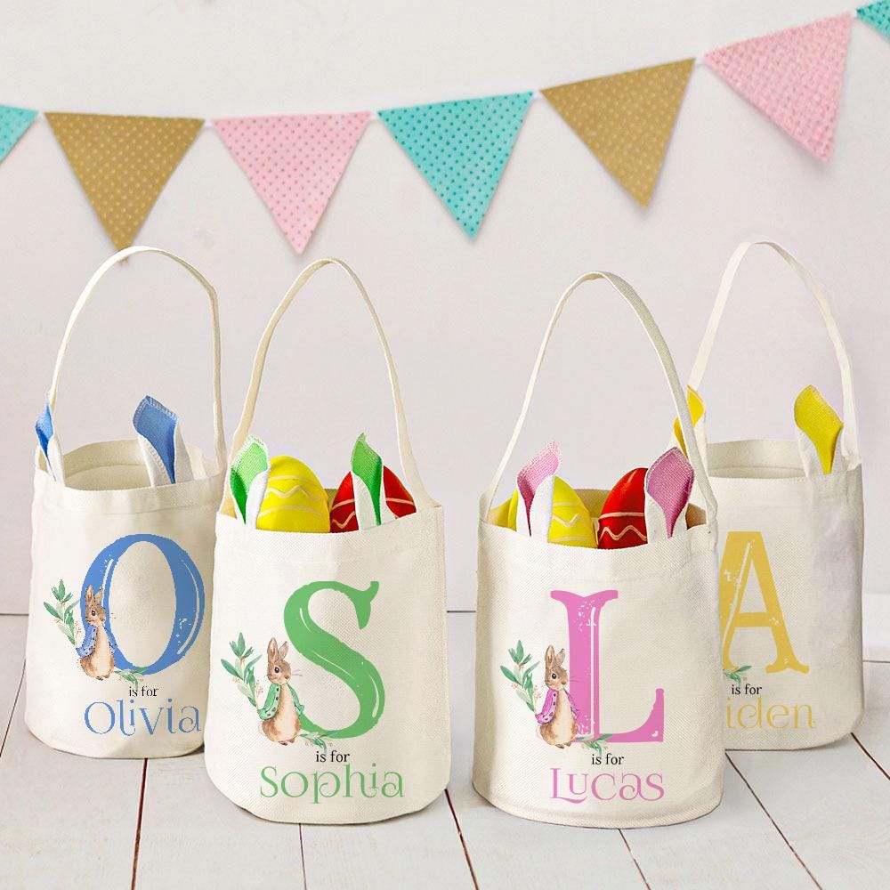 BunnyLuxe paasmand| Schattige gepersonaliseerde paasei jachtmand
