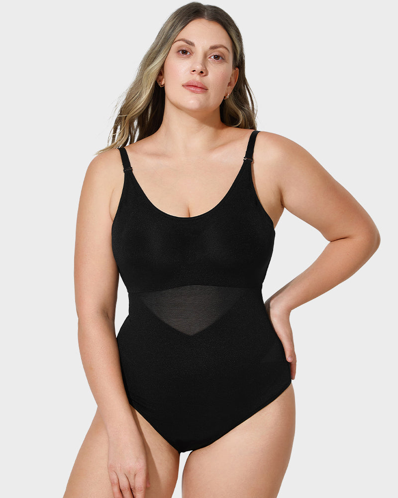 LuxeForm Criss-Cross Mesh Bodysuit | Sculpturend ontwerp voor een perfecte silhouet